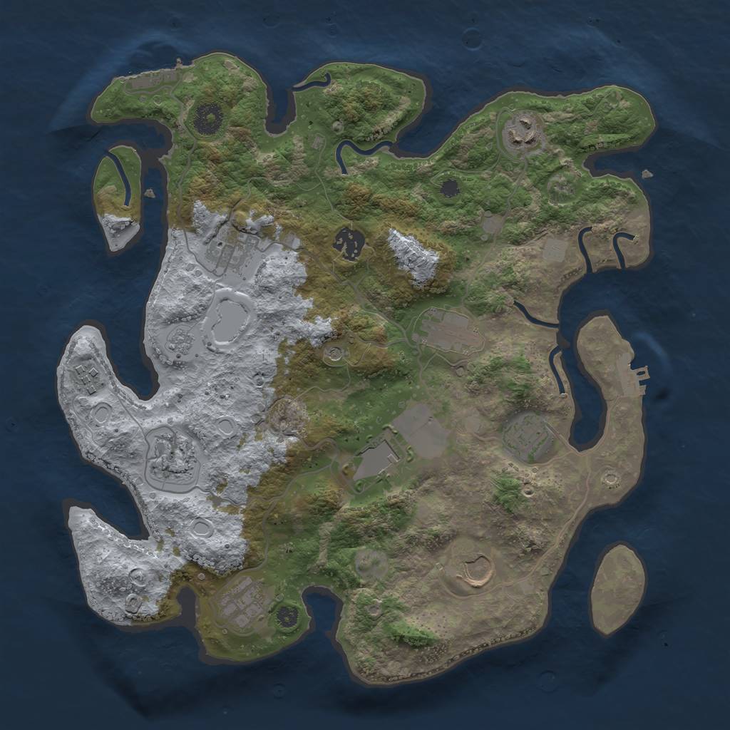 Rust Map: Procedural Map, Size: 3500, Seed: 686592554, 19 Monuments