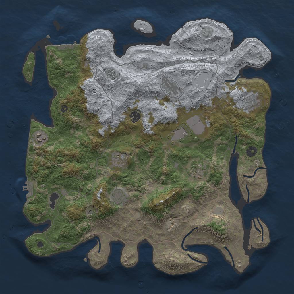 Rust Map: Procedural Map, Size: 4000, Seed: 58543337, 18 Monuments
