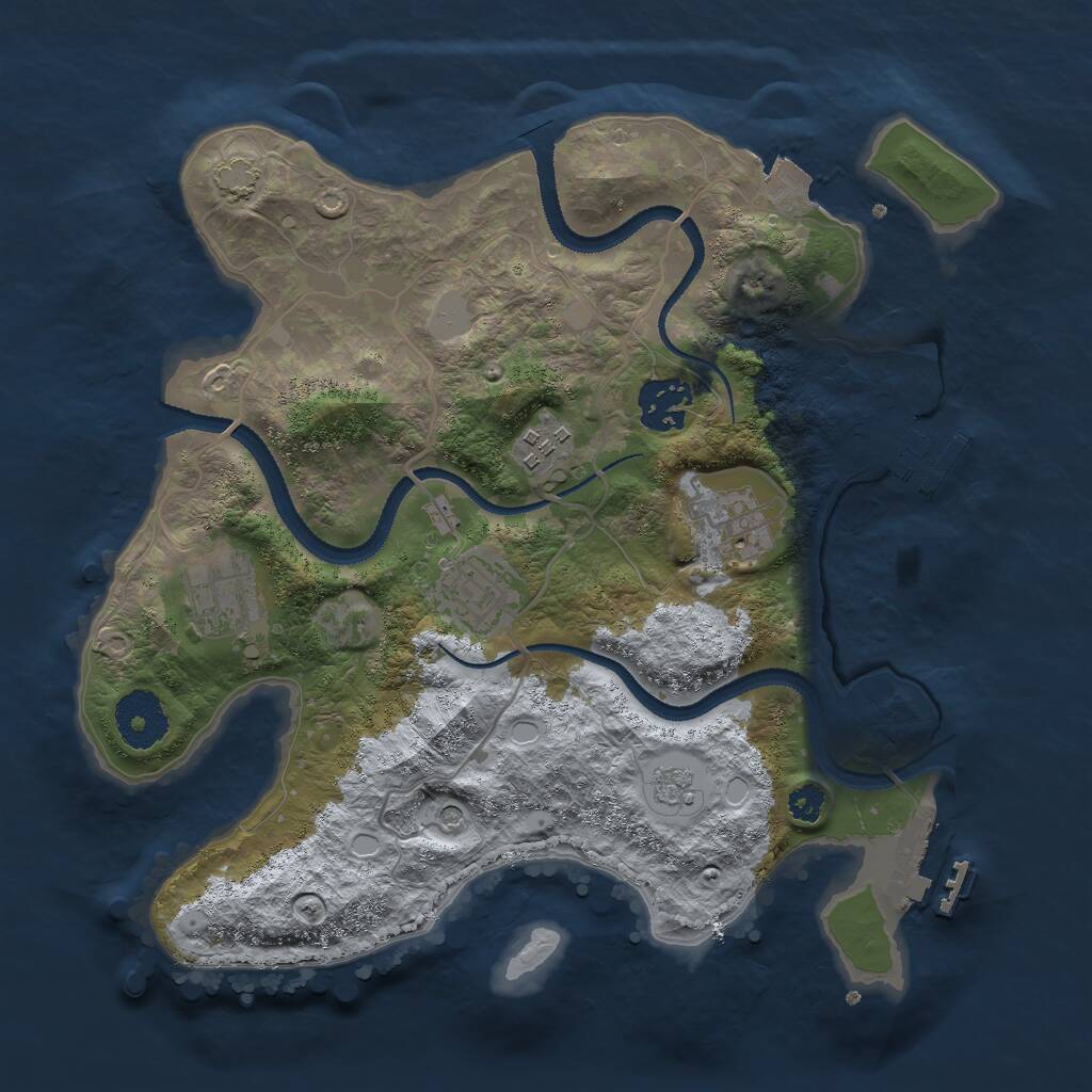 Rust Map: Procedural Map, Size: 3000, Seed: 2113433603, 11 Monuments