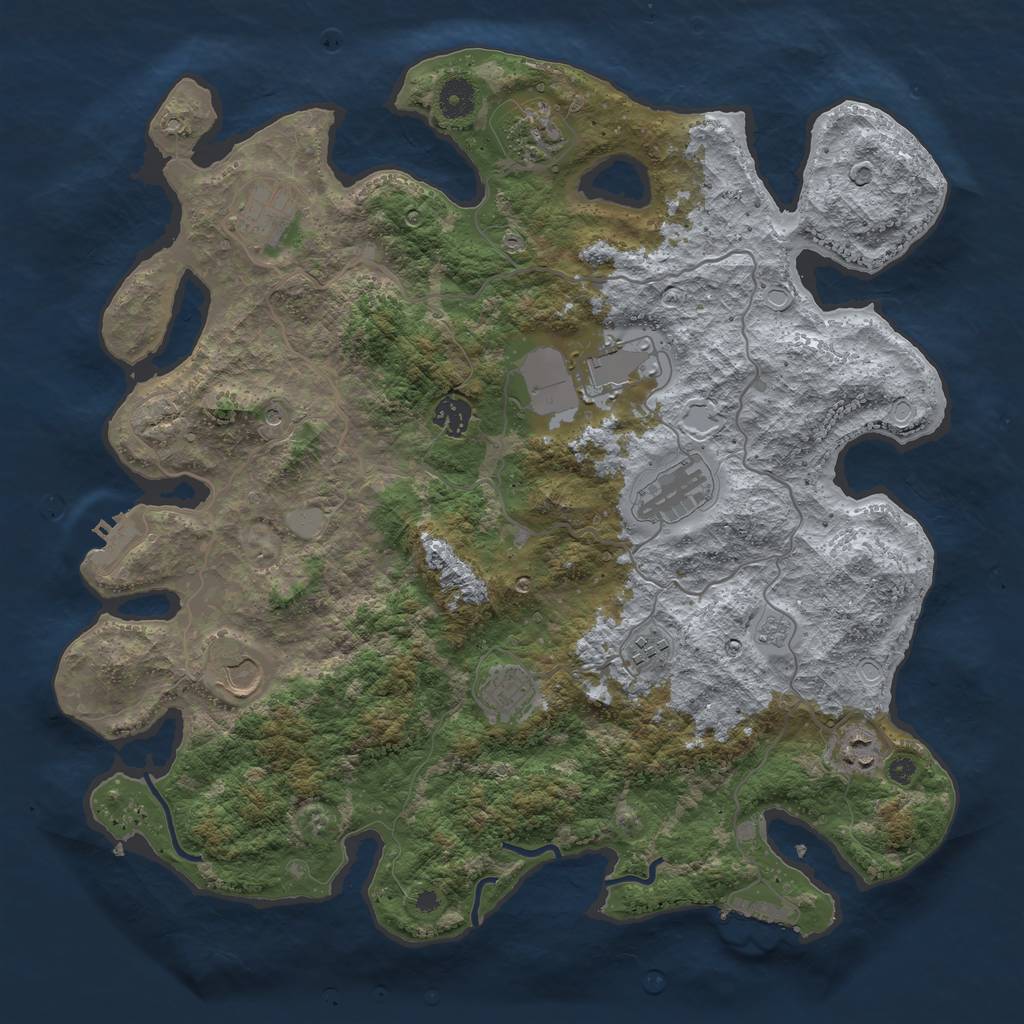Rust Map: Procedural Map, Size: 4000, Seed: 1945334514, 18 Monuments