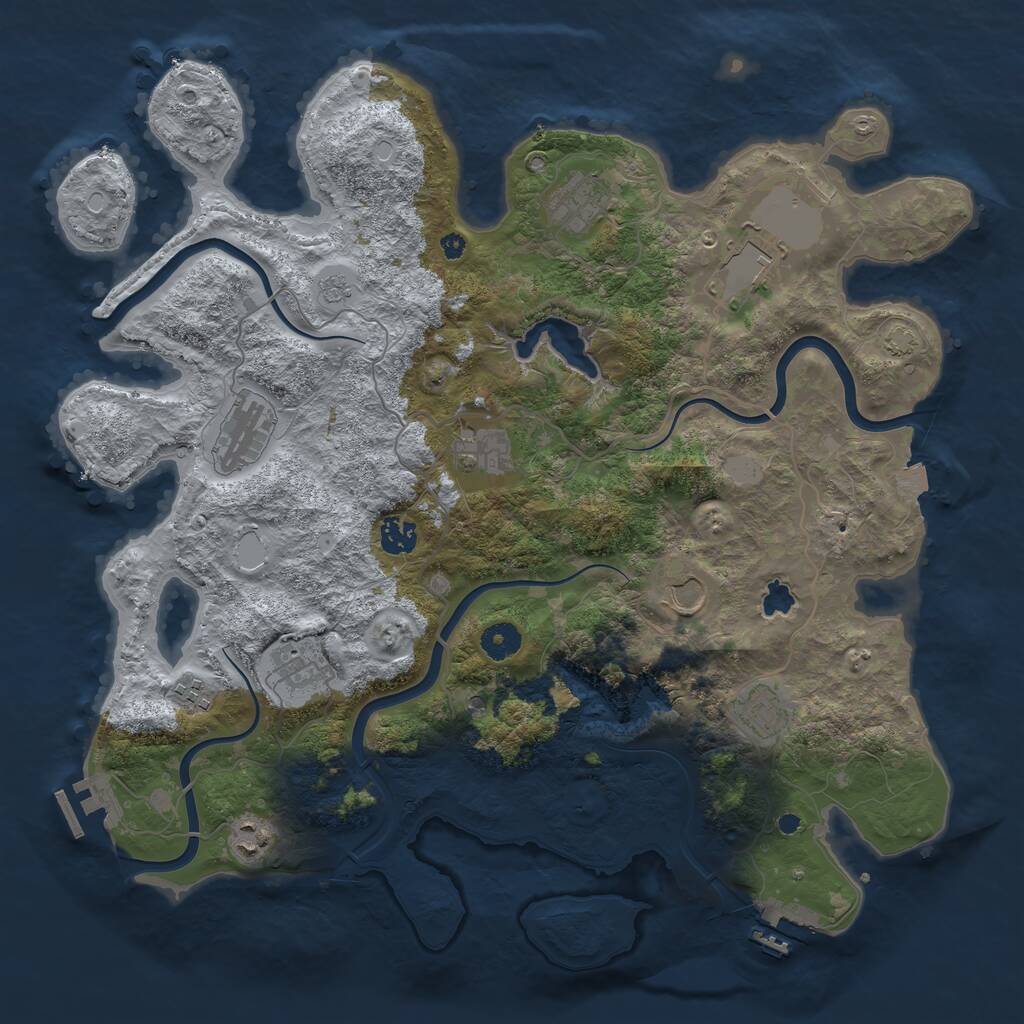 Rust Map: Procedural Map, Size: 4050, Seed: 1273771748, 16 Monuments