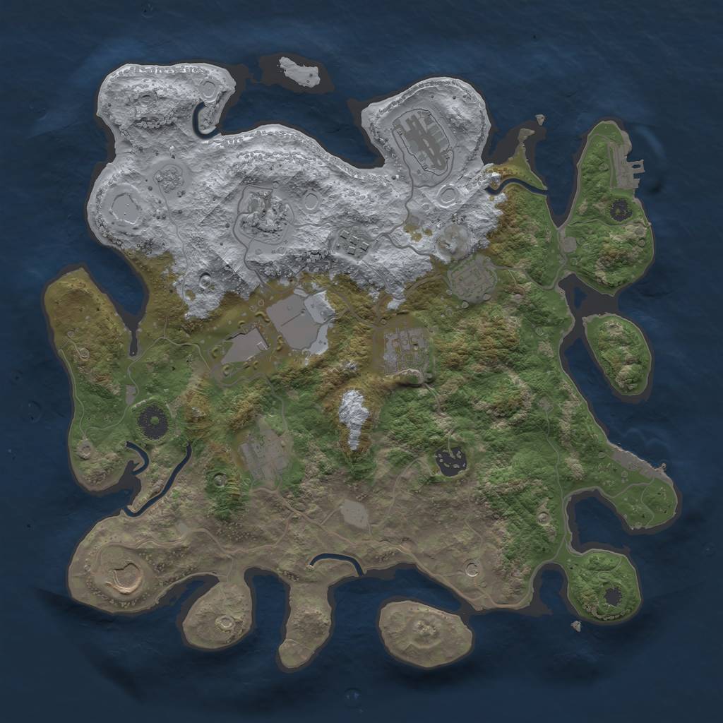 Rust Map: Procedural Map, Size: 3500, Seed: 1317268610, 18 Monuments