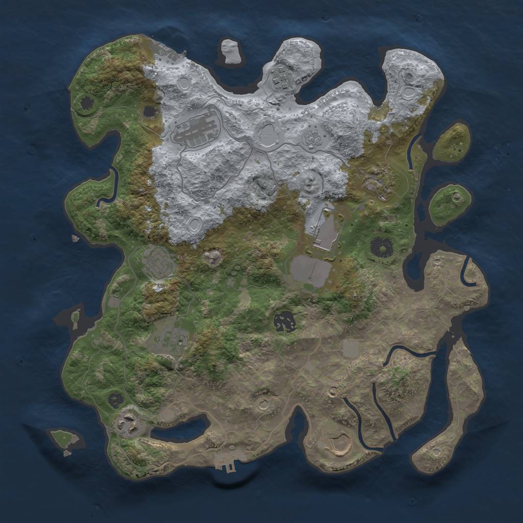 Rust Map: Procedural Map, Size: 3500, Seed: 1029596554, 18 Monuments
