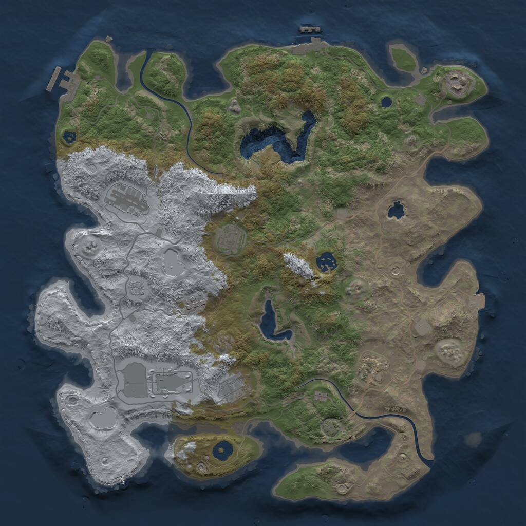 Rust Map: Procedural Map, Size: 4000, Seed: 457328463, 14 Monuments