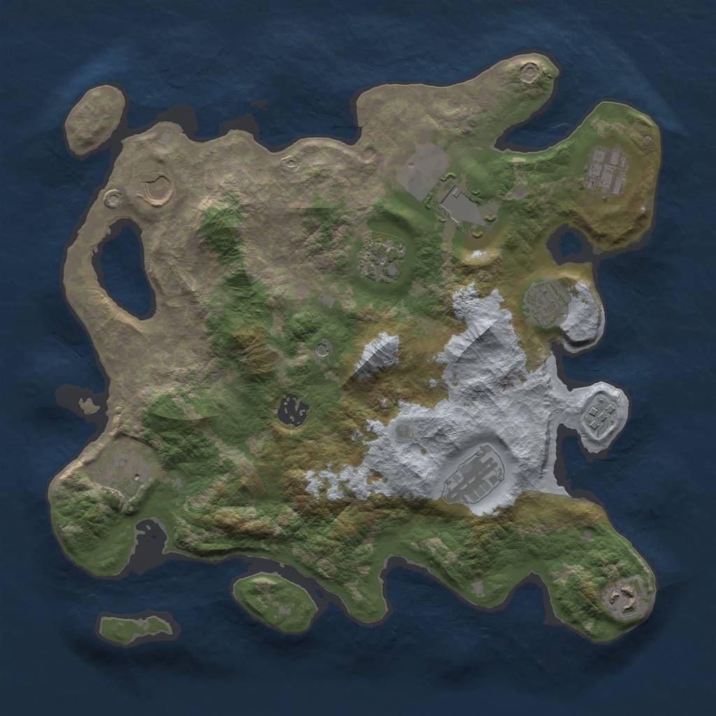 Rust Map: Barren, Size: 3500, Seed: 387104231, 13 Monuments