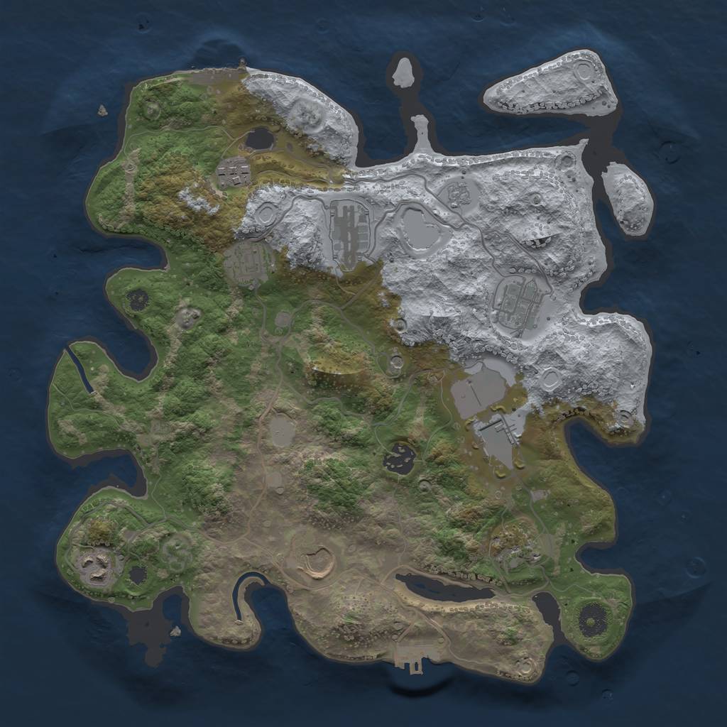 Rust Map: Procedural Map, Size: 3500, Seed: 35581715, 18 Monuments