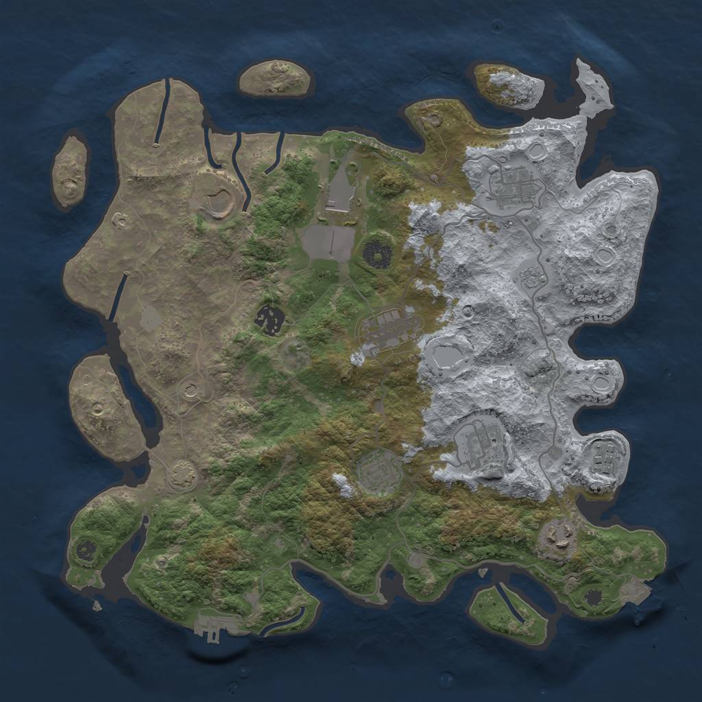 Rust Map: Procedural Map, Size: 3600, Seed: 1615538437, 16 Monuments