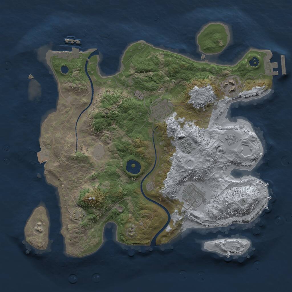 Rust Map: Procedural Map, Size: 3000, Seed: 838708753, 9 Monuments
