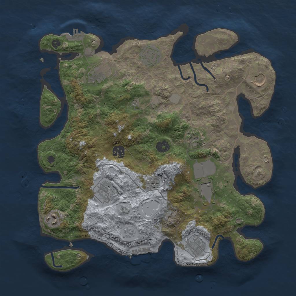 Rust Map: Procedural Map, Size: 3500, Seed: 45108933, 19 Monuments