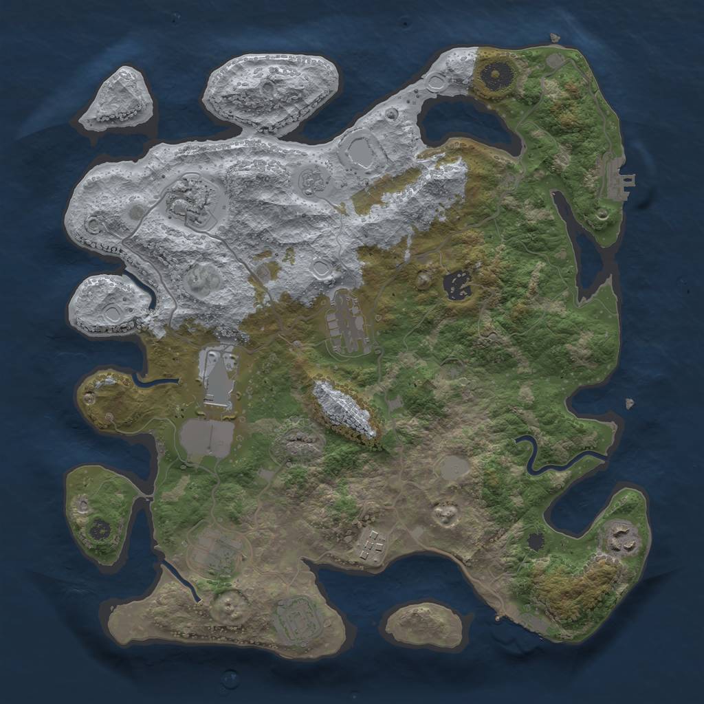 Rust Map: Procedural Map, Size: 3500, Seed: 33799682, 16 Monuments