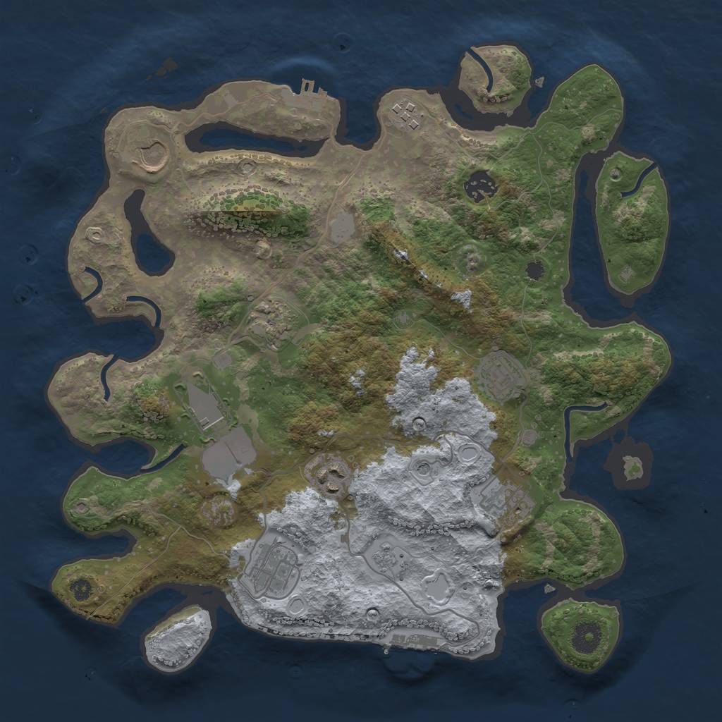 Rust Map: Procedural Map, Size: 3500, Seed: 9317457, 16 Monuments