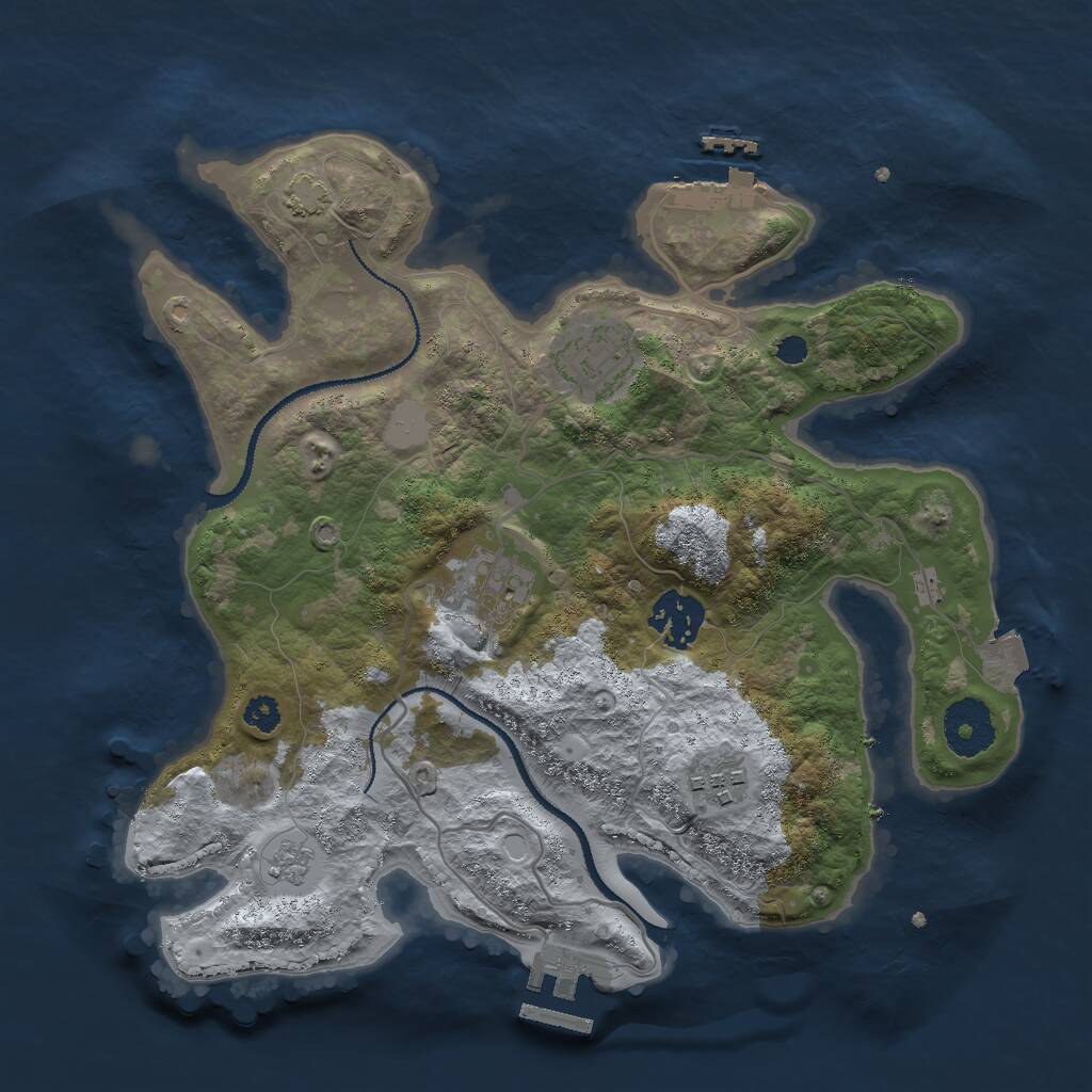 Rust Map: Procedural Map, Size: 3000, Seed: 1532547207, 9 Monuments