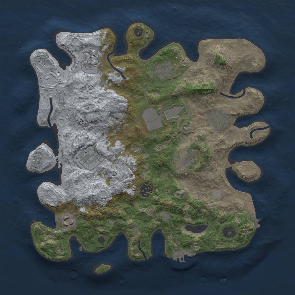 Rust Map: Procedural Map, Size: 3500, Seed: 30399868, 18 Monuments