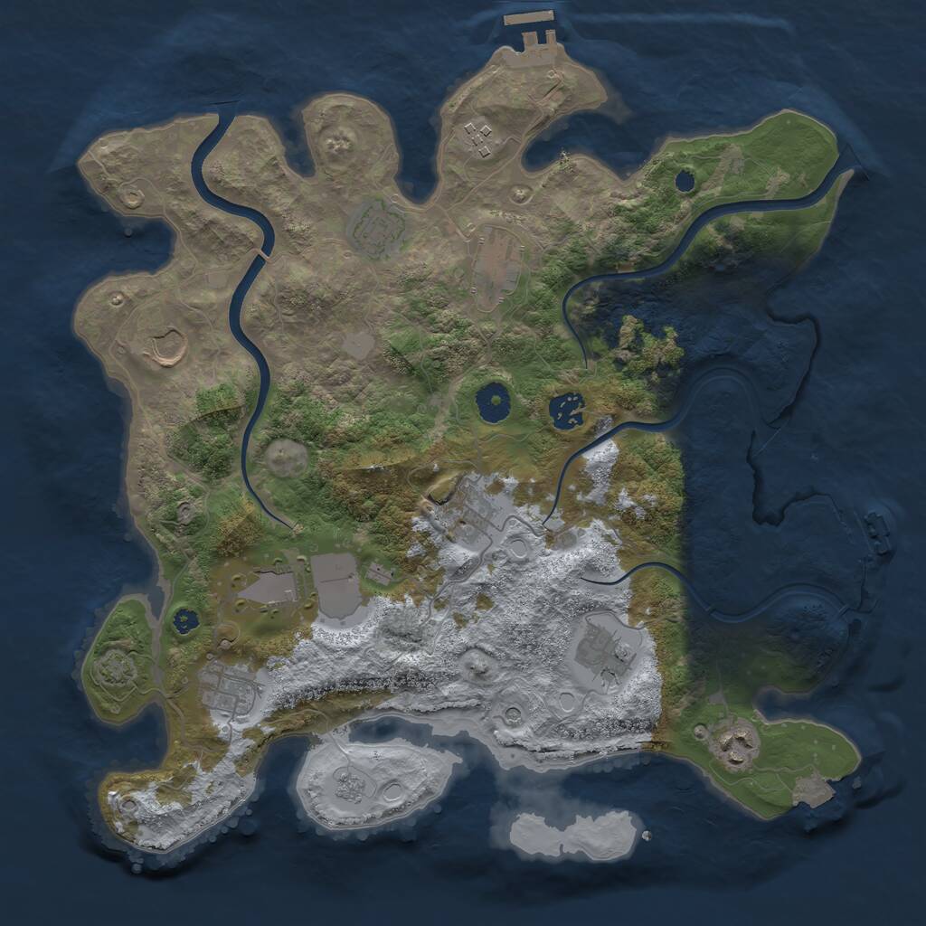 Rust Map: Procedural Map, Size: 3750, Seed: 6735, 16 Monuments