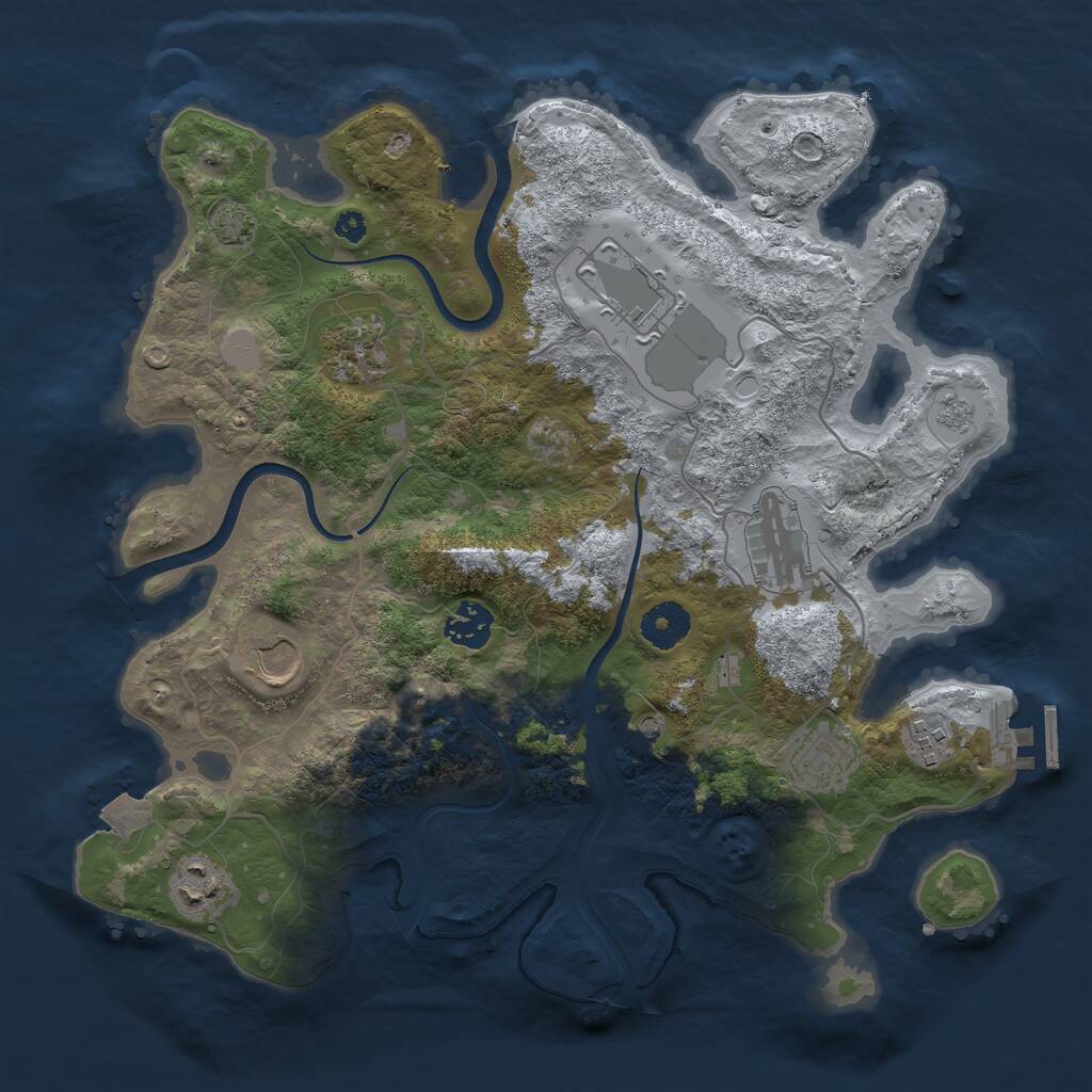 Rust Map: Procedural Map, Size: 3500, Seed: 75768211, 13 Monuments