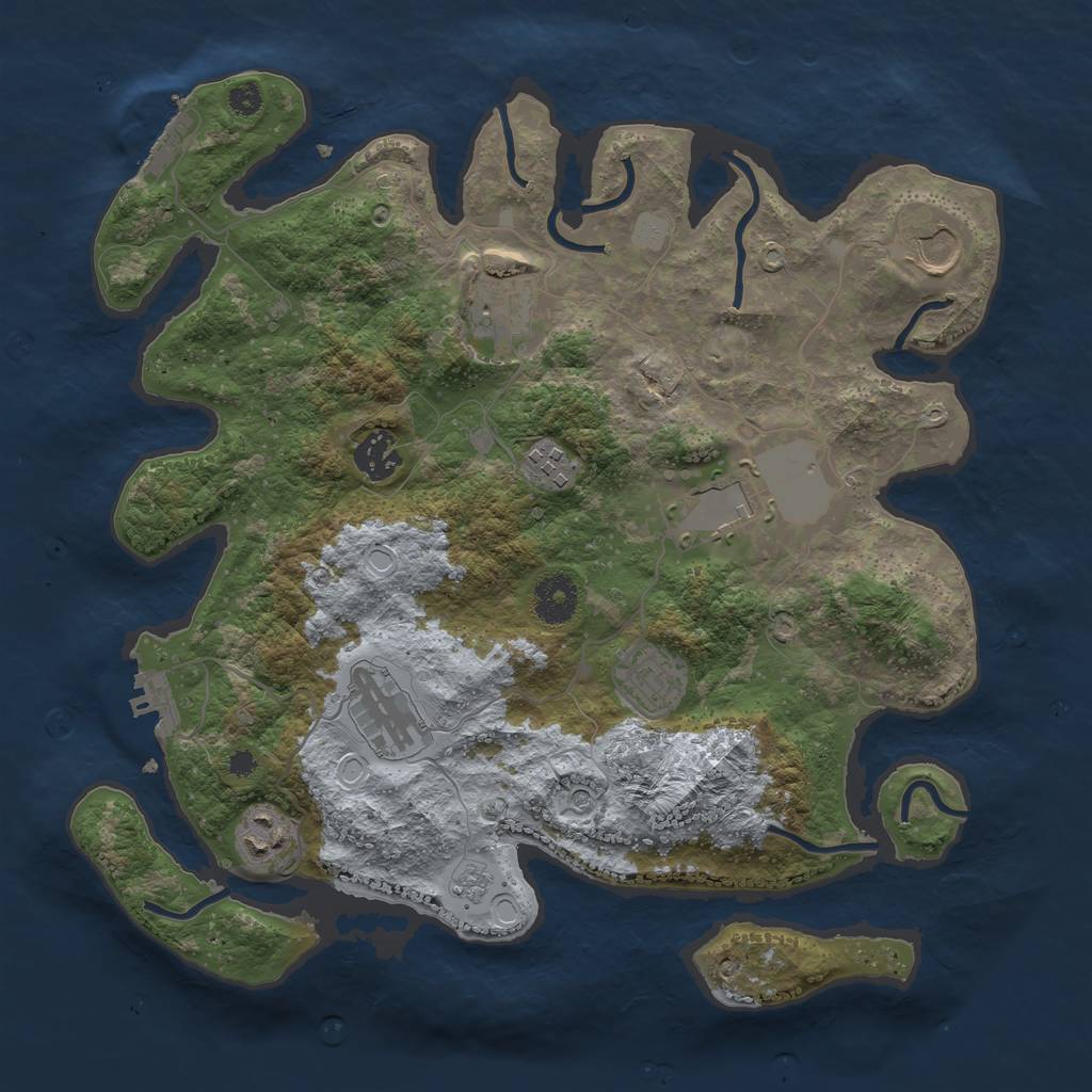 Rust Map: Procedural Map, Size: 3500, Seed: 54989467, 17 Monuments