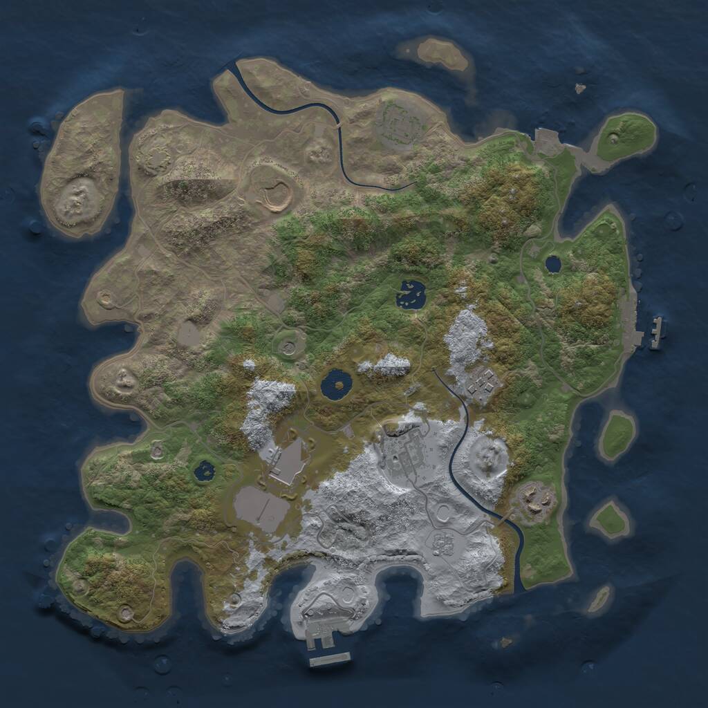 Rust Map: Procedural Map, Size: 3500, Seed: 84872716, 13 Monuments