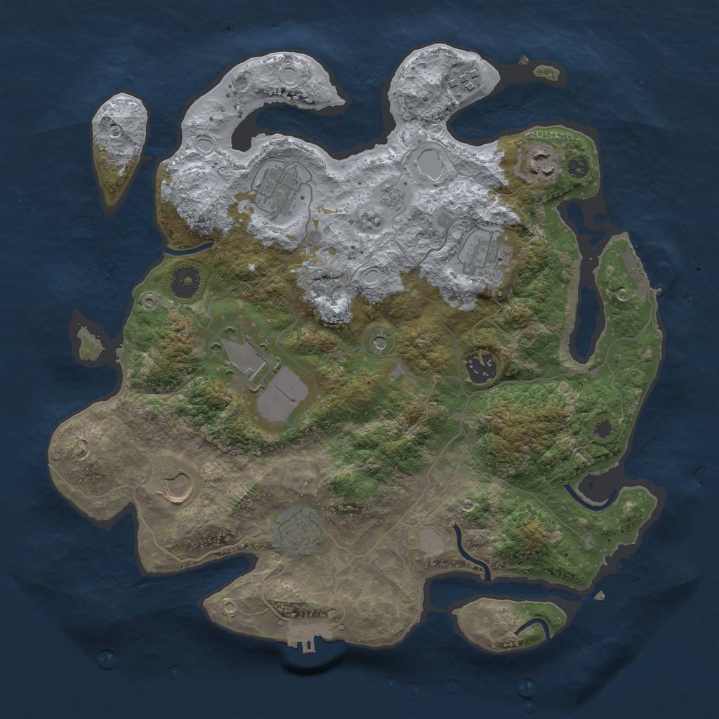 Rust Map: Procedural Map, Size: 3500, Seed: 38424710, 17 Monuments