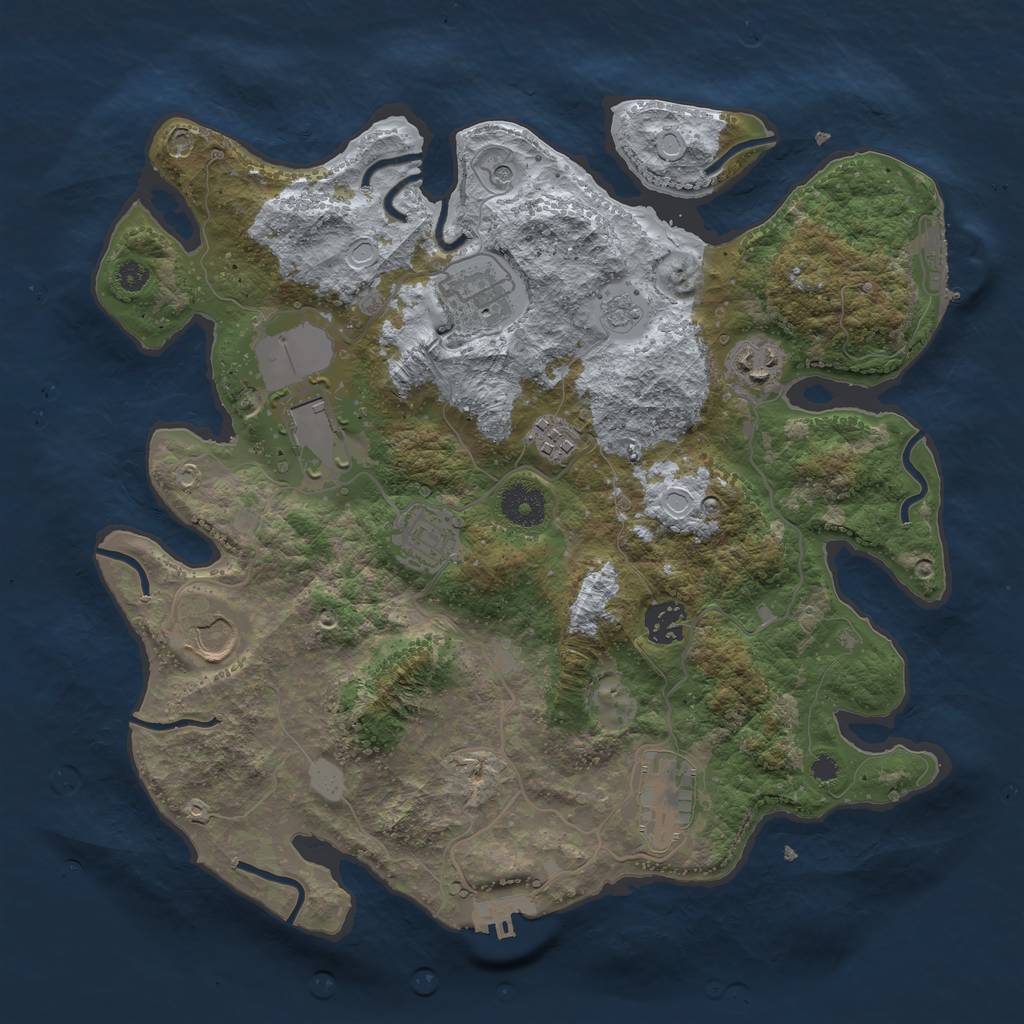Rust Map: Procedural Map, Size: 3500, Seed: 57753095, 17 Monuments