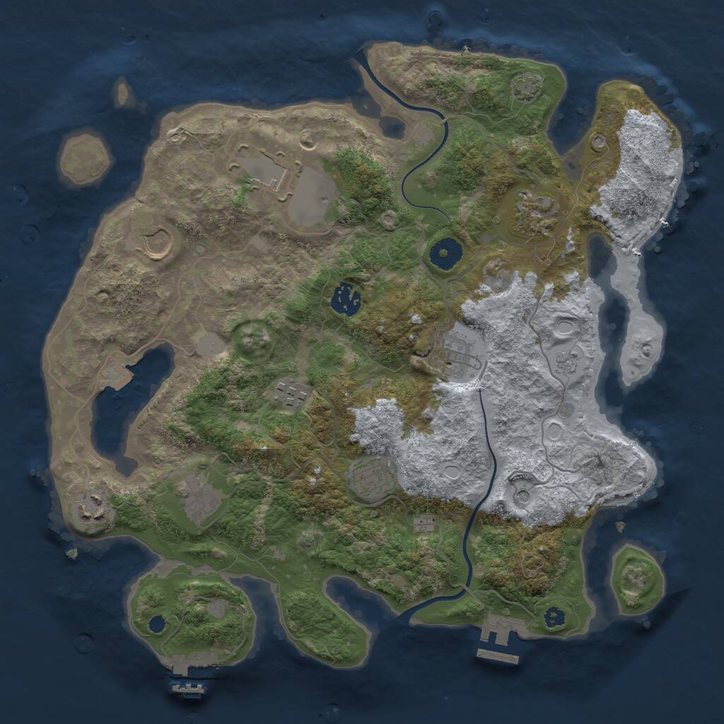 Rust Map: Procedural Map, Size: 3500, Seed: 96150251, 15 Monuments