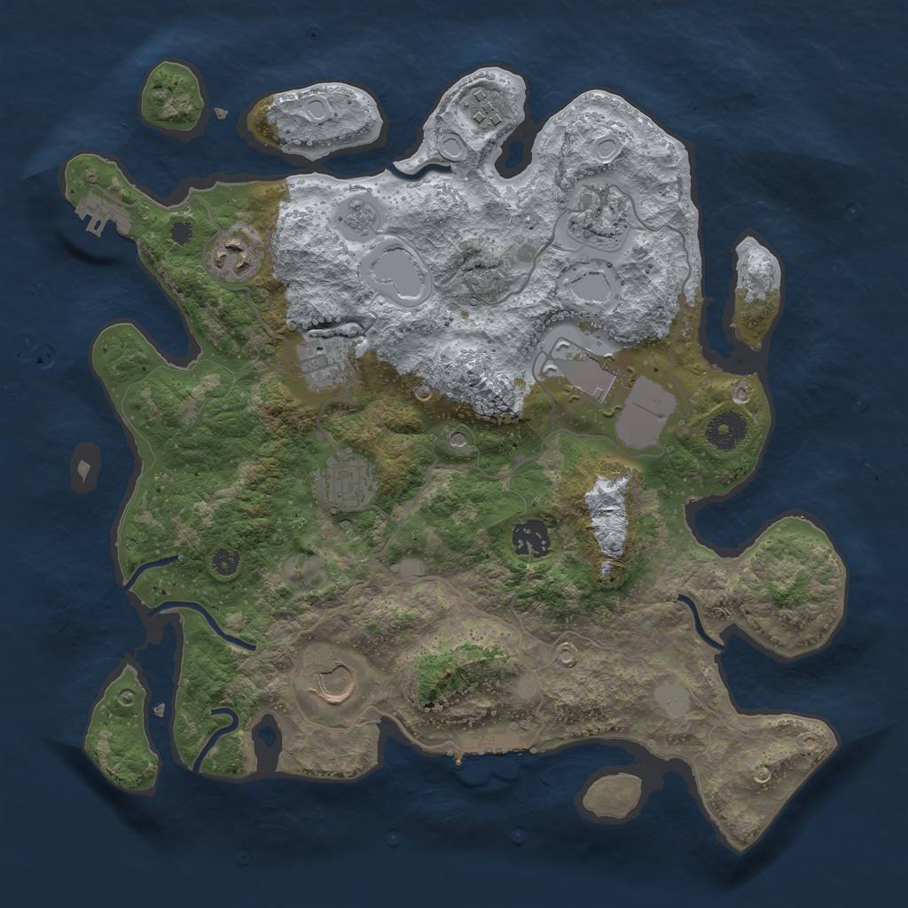 Rust Map: Procedural Map, Size: 3500, Seed: 83422356, 17 Monuments
