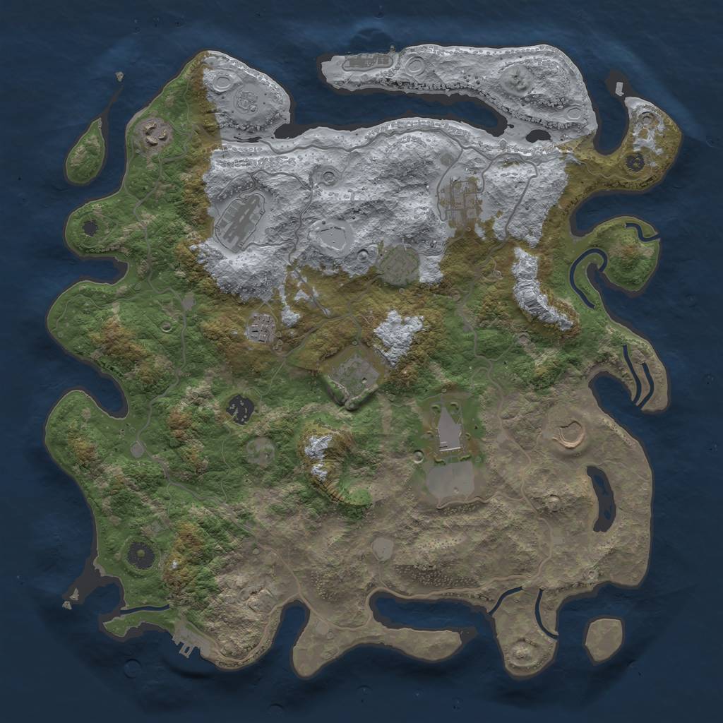 Rust Map: Procedural Map, Size: 4000, Seed: 914057919, 18 Monuments
