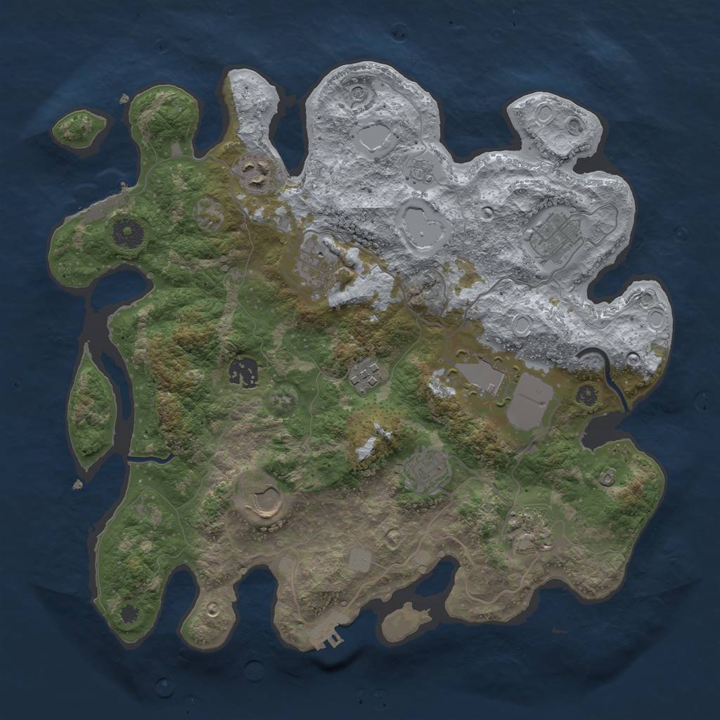 Rust Map: Procedural Map, Size: 3500, Seed: 60708170, 18 Monuments