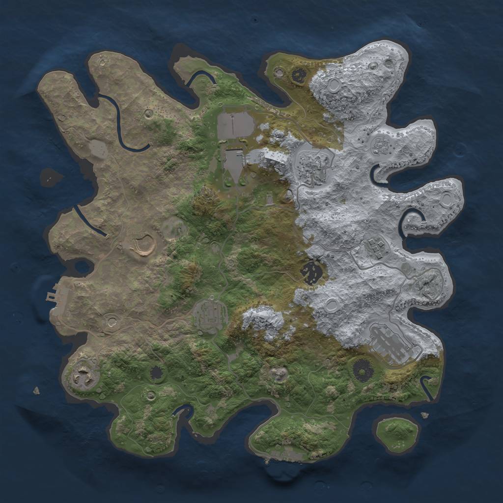 Rust Map: Procedural Map, Size: 3500, Seed: 11290506, 17 Monuments