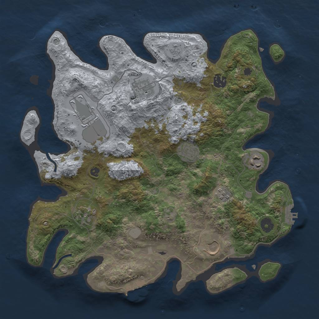 Rust Map: Procedural Map, Size: 3500, Seed: 25716702, 17 Monuments
