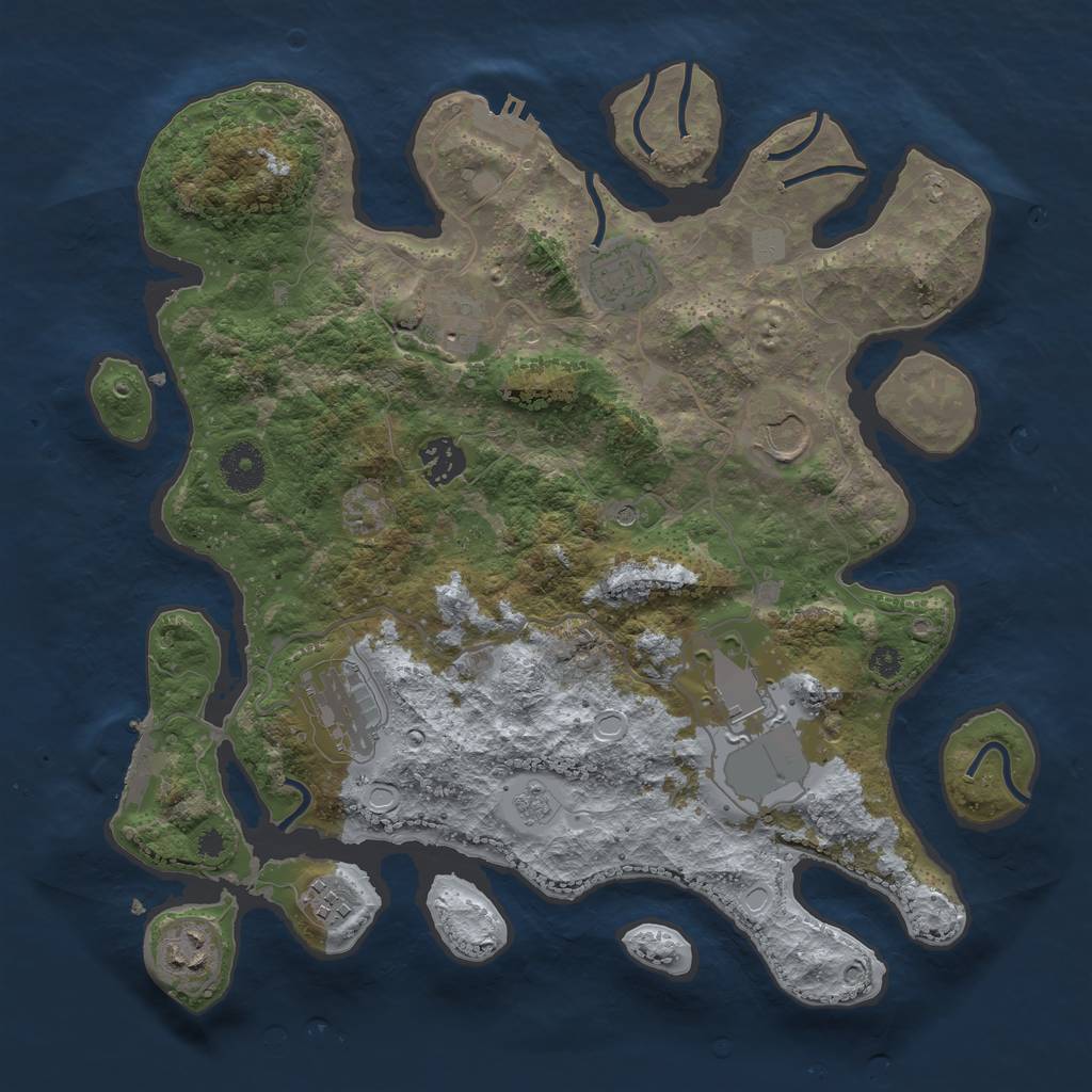 Rust Map: Procedural Map, Size: 3500, Seed: 19119423, 17 Monuments