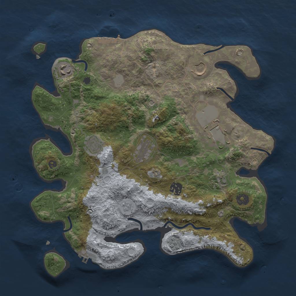 Rust Map: Procedural Map, Size: 3500, Seed: 5911650, 17 Monuments