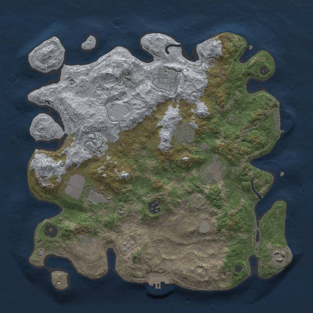 Rust Map: Procedural Map, Size: 3500, Seed: 30639349, 18 Monuments