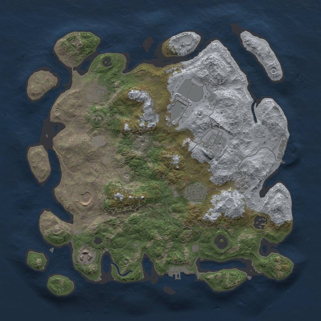 Rust Map: Procedural Map, Size: 3500, Seed: 45039536, 17 Monuments