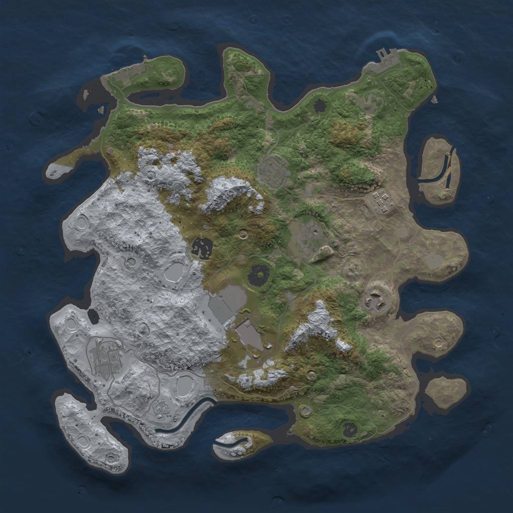 Rust Map: Procedural Map, Size: 3500, Seed: 91253612, 16 Monuments