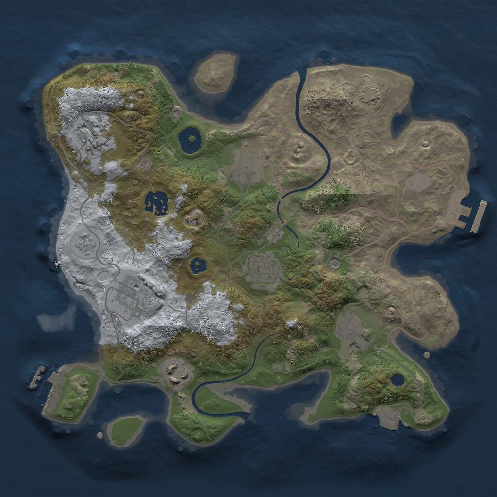 Rust Map: Procedural Map, Size: 3000, Seed: 1910957078, 13 Monuments