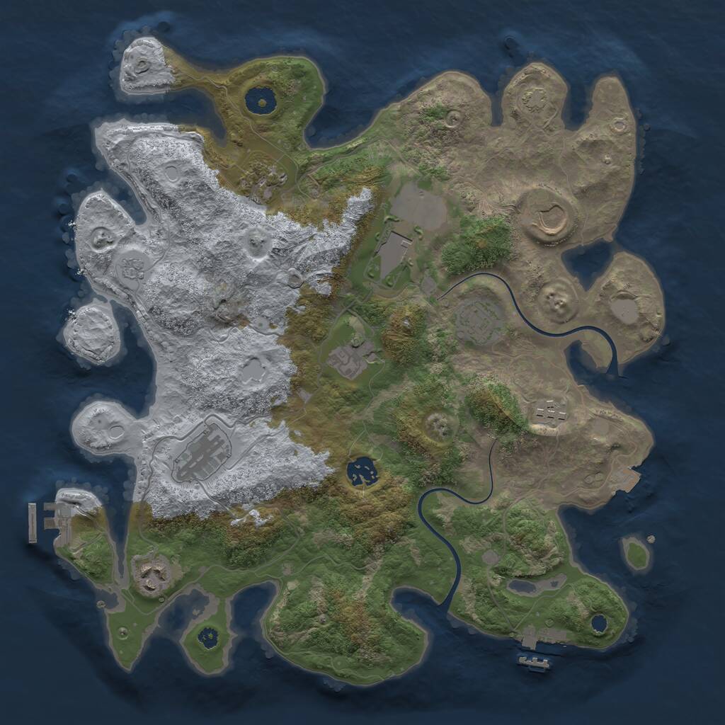Rust Map: Procedural Map, Size: 3650, Seed: 82939921, 14 Monuments