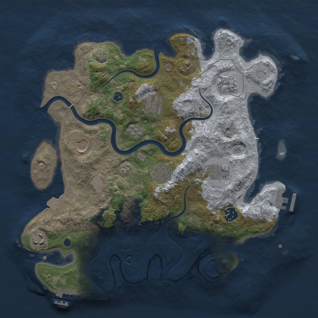 Rust Map: Procedural Map, Size: 3500, Seed: 86389104, 14 Monuments