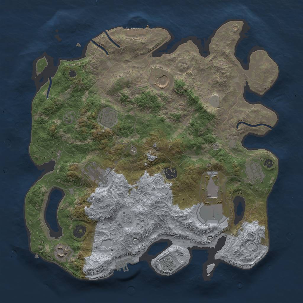 Rust Map: Procedural Map, Size: 3500, Seed: 91499215, 17 Monuments
