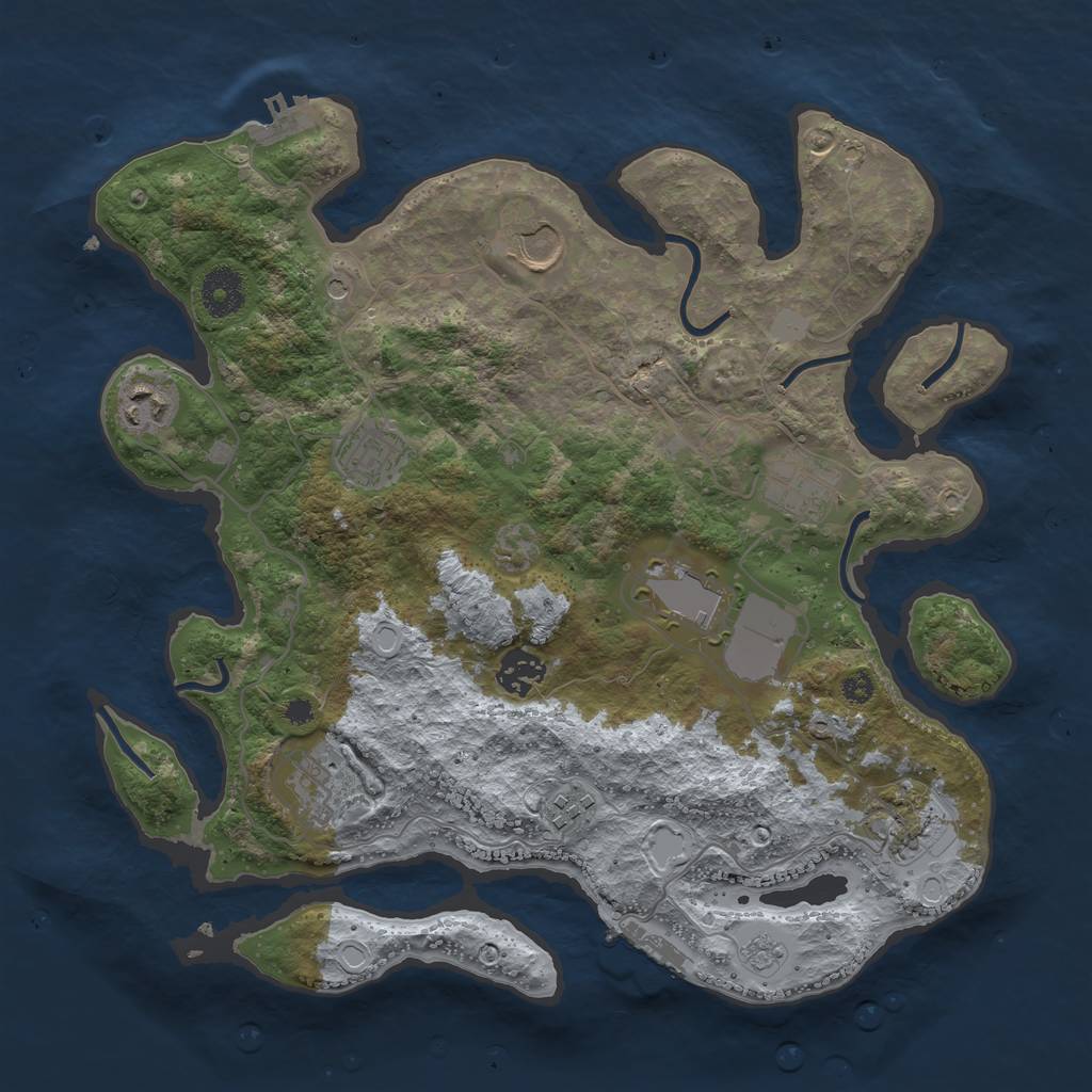 Rust Map: Procedural Map, Size: 3500, Seed: 40565610, 18 Monuments