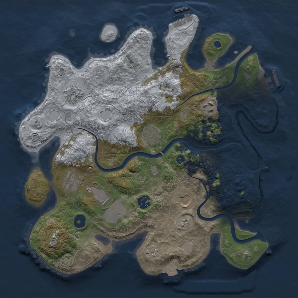 Rust Map: Procedural Map, Size: 3500, Seed: 92977922, 14 Monuments