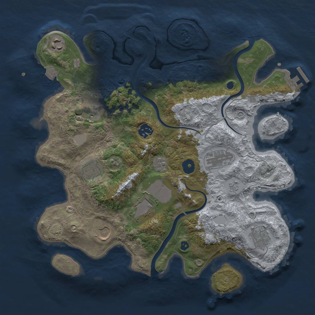 Rust Map: Procedural Map, Size: 3500, Seed: 60705831, 14 Monuments