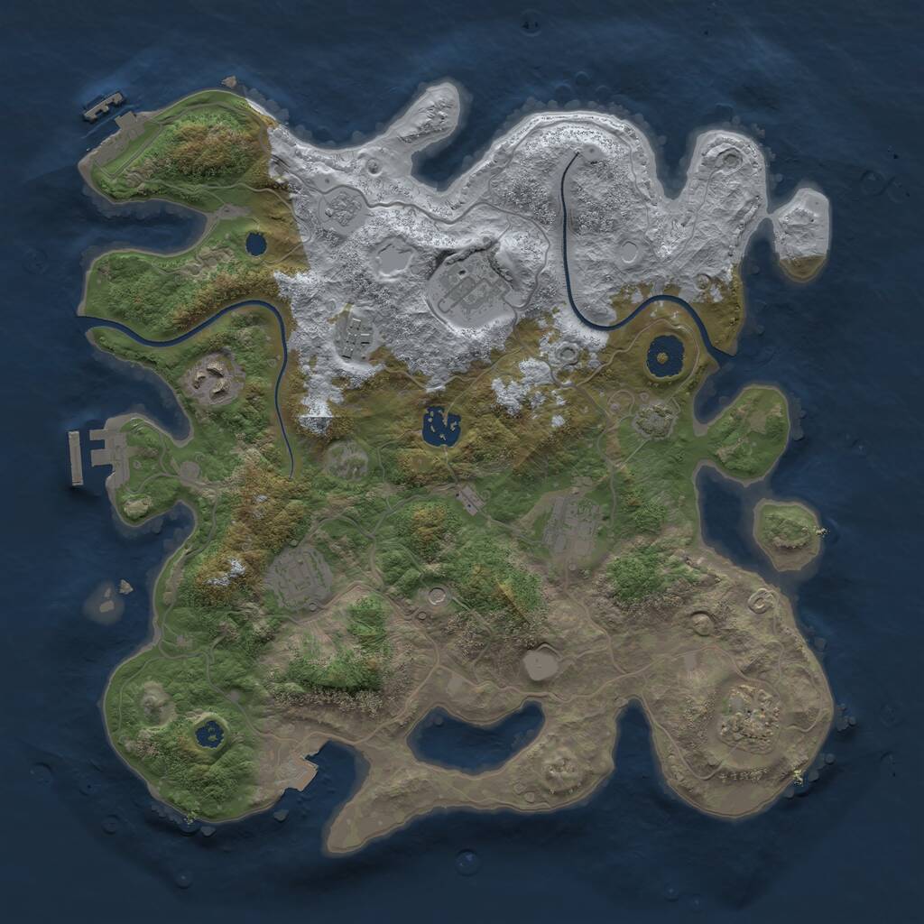 Rust Map: Procedural Map, Size: 3450, Seed: 90606453, 13 Monuments