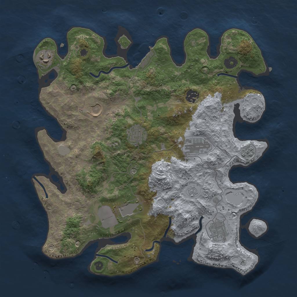 Rust Map: Procedural Map, Size: 3500, Seed: 30351064, 14 Monuments