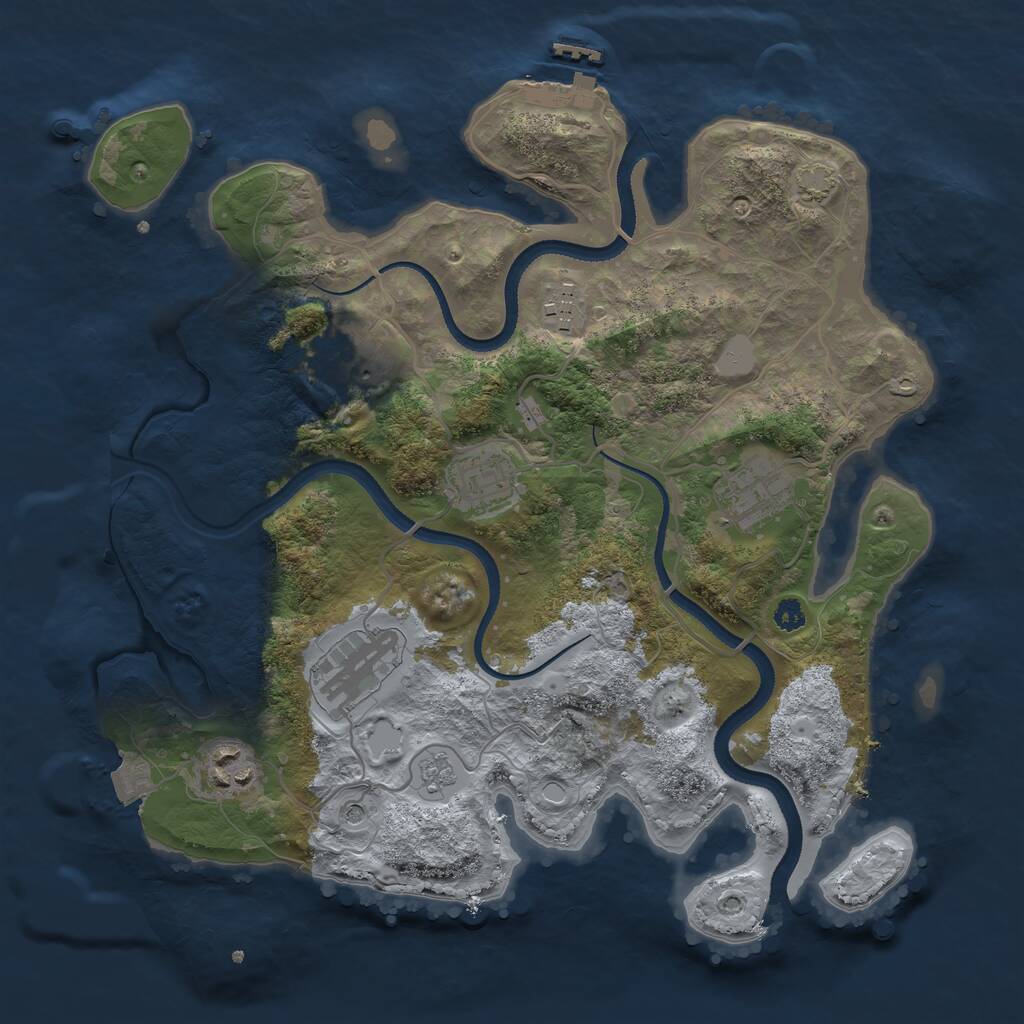Rust Map: Procedural Map, Size: 3250, Seed: 346852841, 11 Monuments