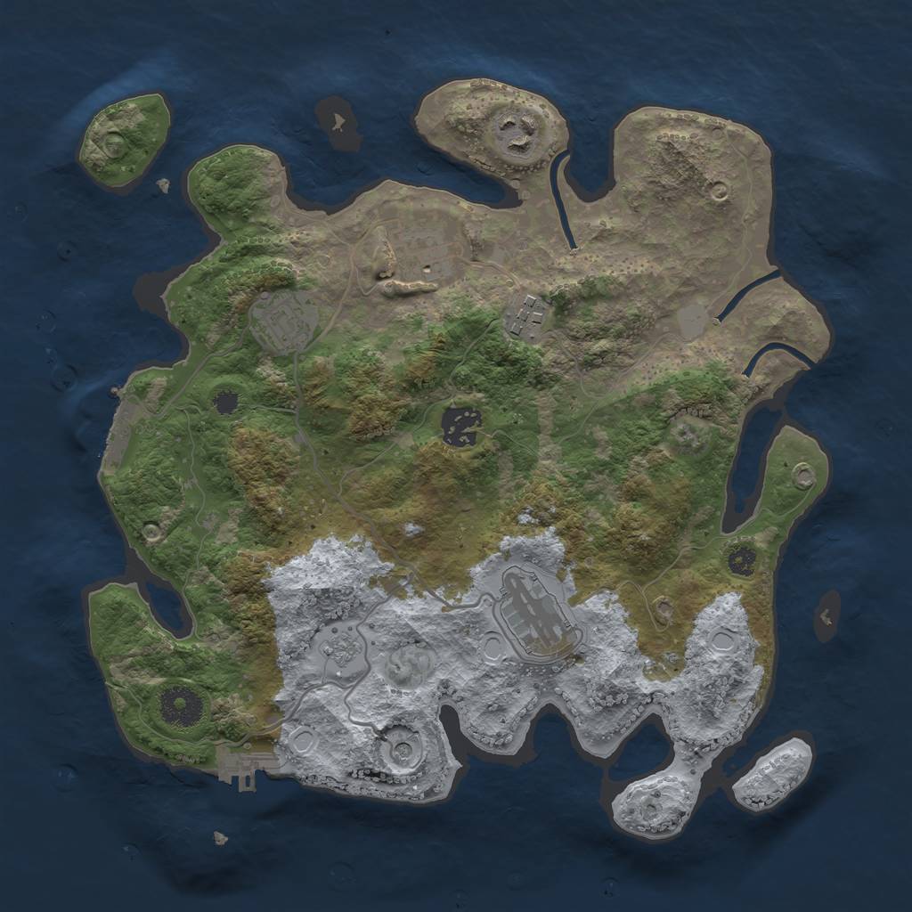 Rust Map: Procedural Map, Size: 3250, Seed: 346852841, 13 Monuments