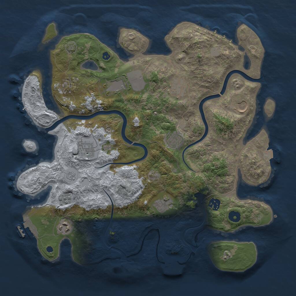 Rust Map: Procedural Map, Size: 3750, Seed: 69732411, 16 Monuments