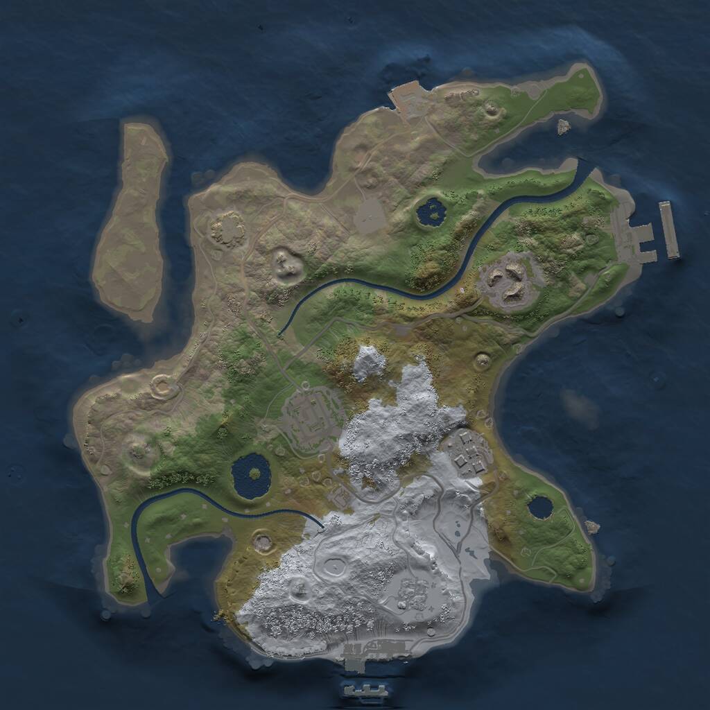 Rust Map: Procedural Map, Size: 2500, Seed: 1858377808, 8 Monuments