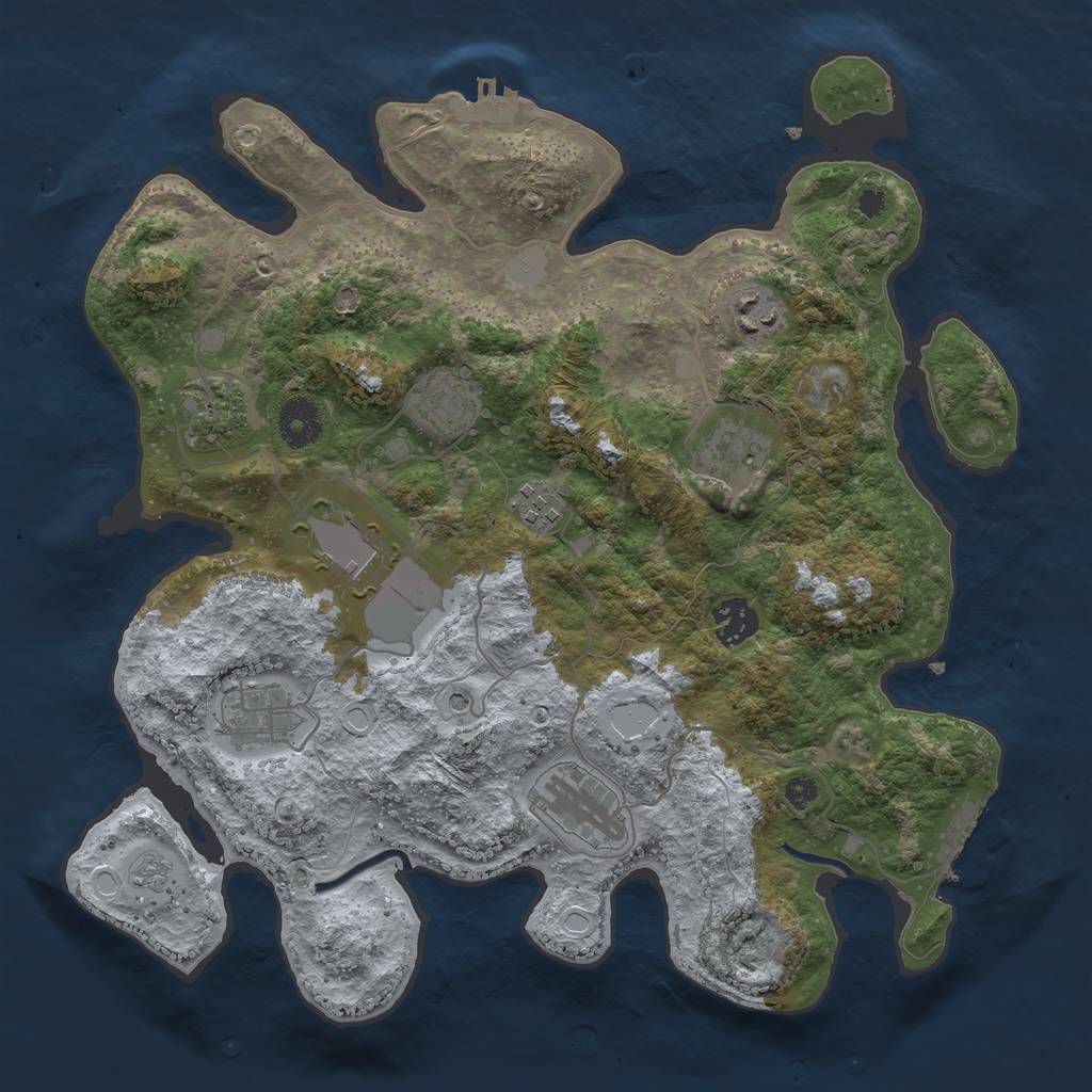 Rust Map: Procedural Map, Size: 3500, Seed: 38979, 18 Monuments