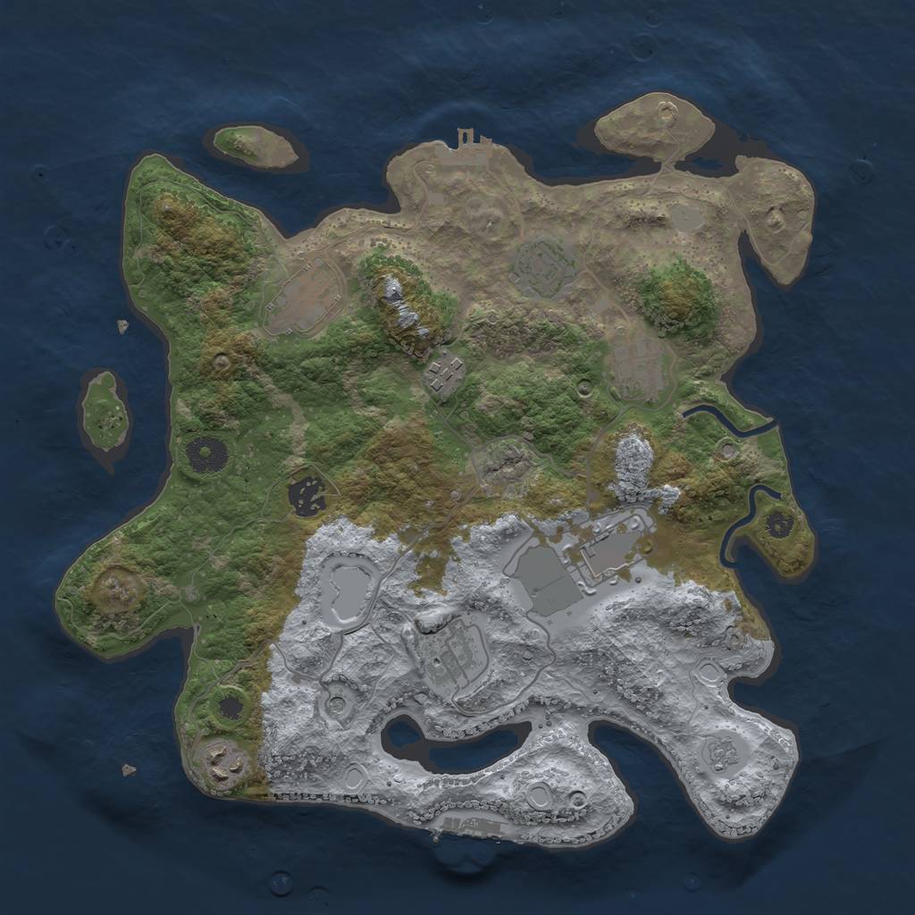 Rust Map: Procedural Map, Size: 3500, Seed: 62401221, 15 Monuments