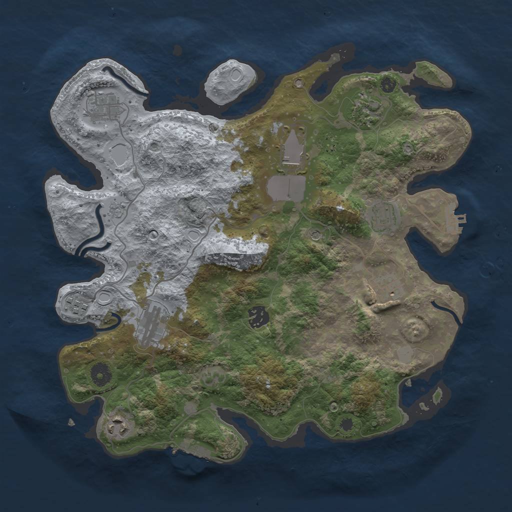 Rust Map: Procedural Map, Size: 3500, Seed: 71928439, 18 Monuments